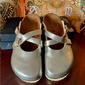 Birkenstock Silver Mules